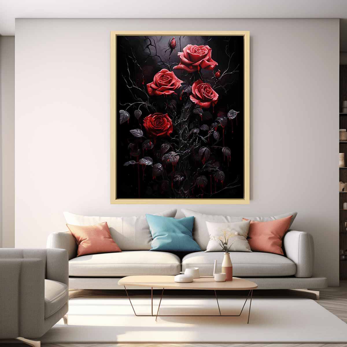 Black Roses Flower Canvas Art Print - Image 3