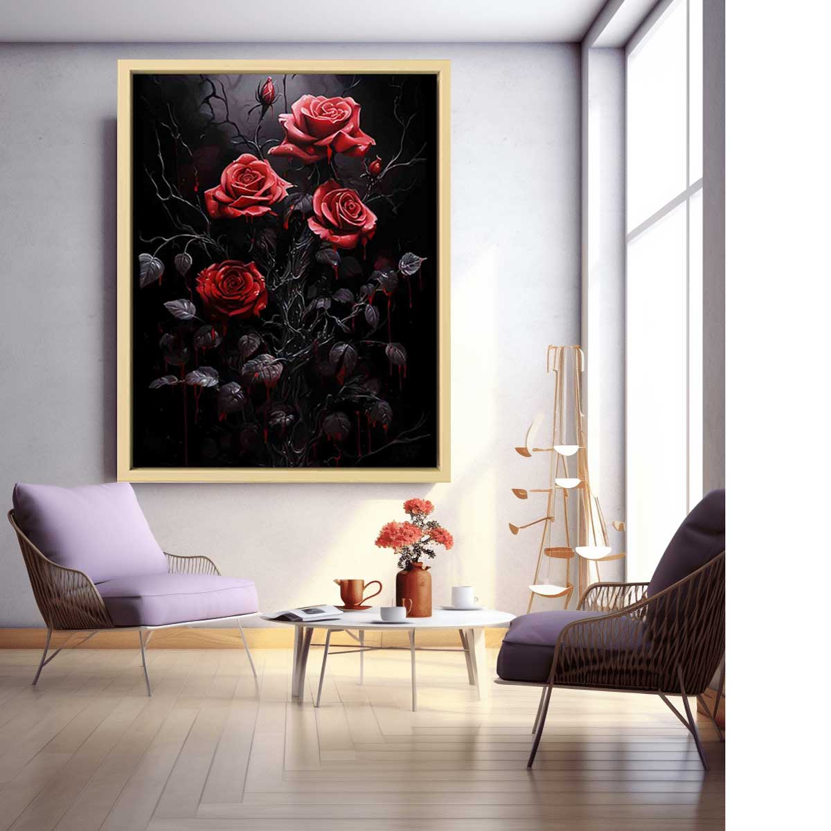 Black Roses Flower Canvas Art Print - Image 2