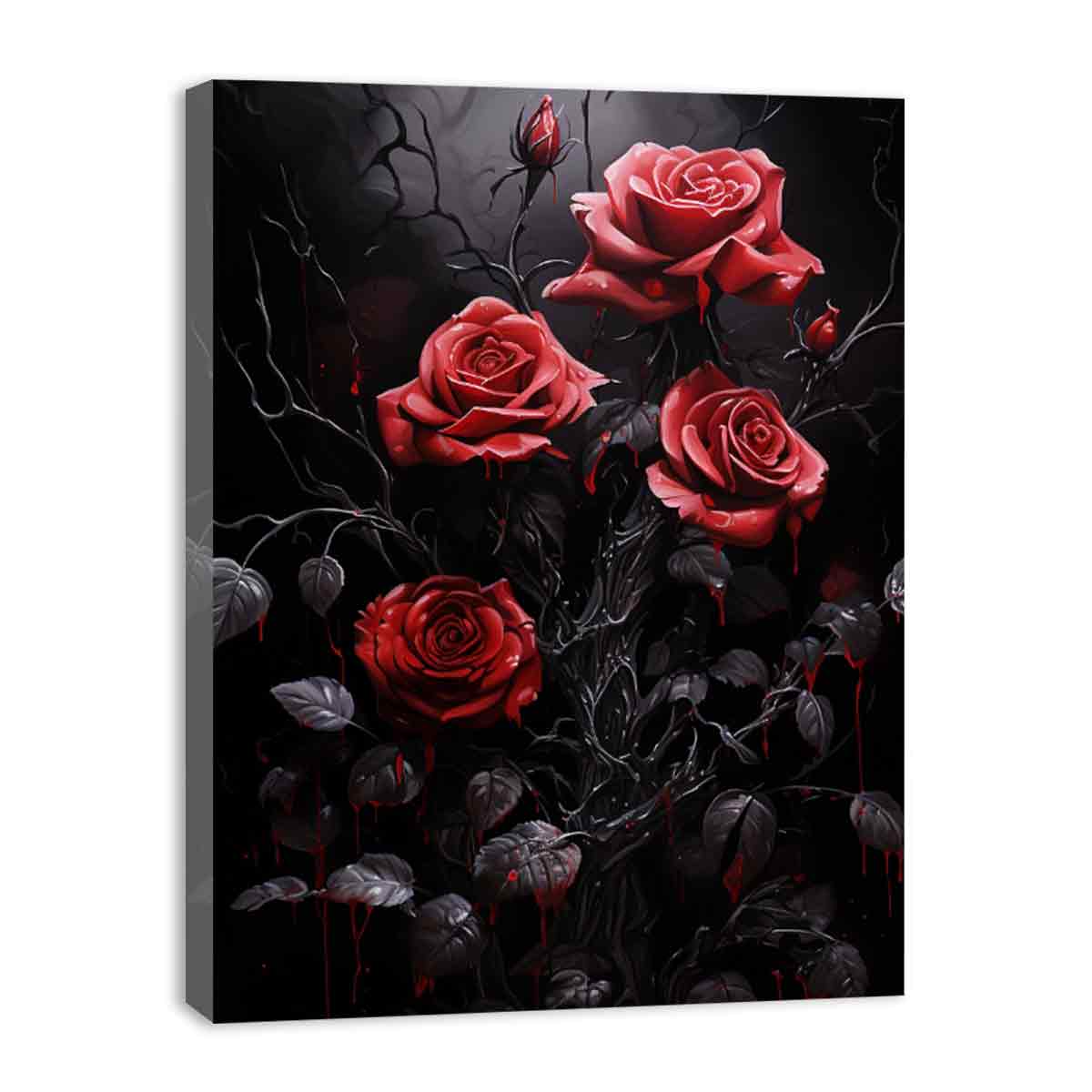 Black Roses Flower Canvas Art Print - Image 24