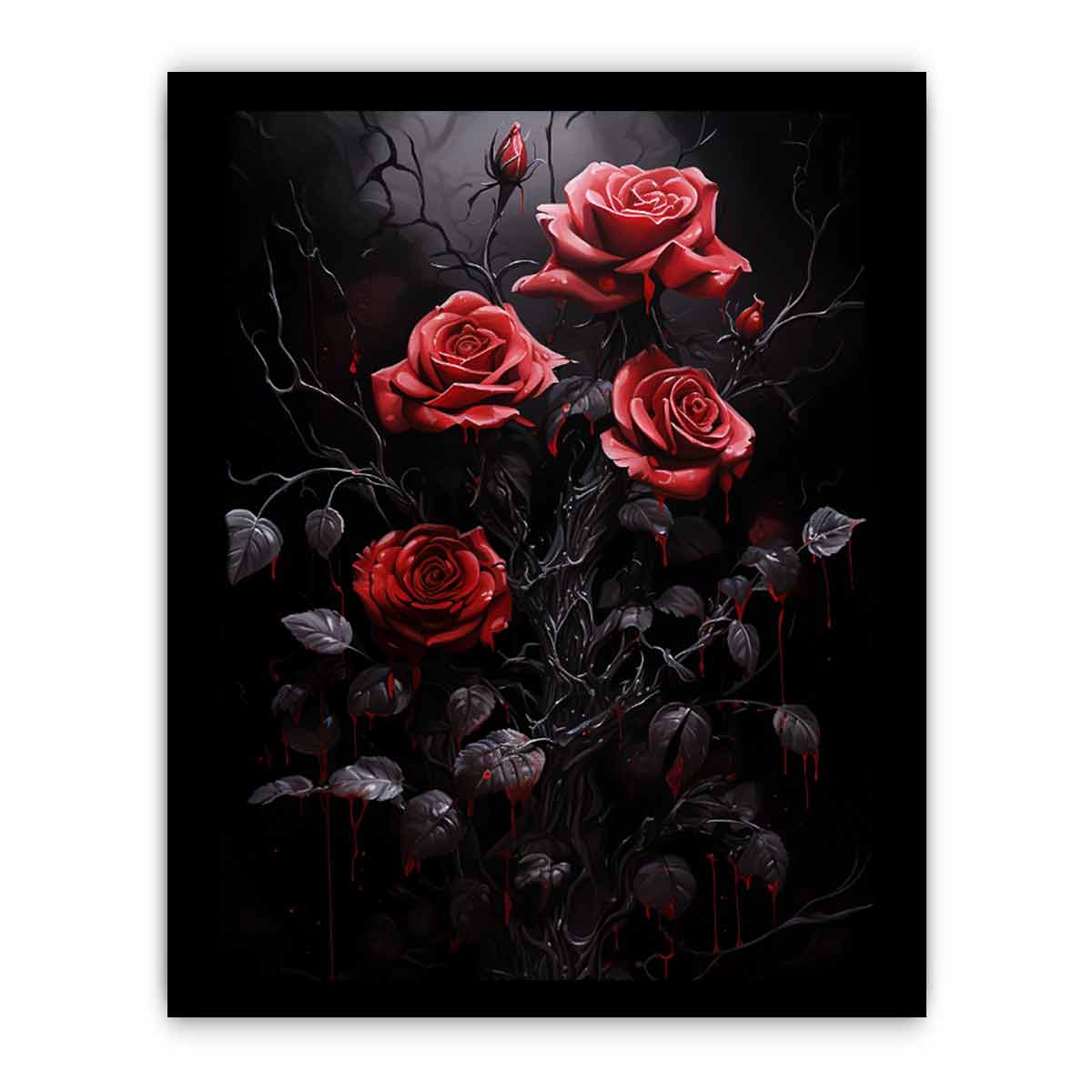 Black Roses Flower Canvas Art Print - Image 28