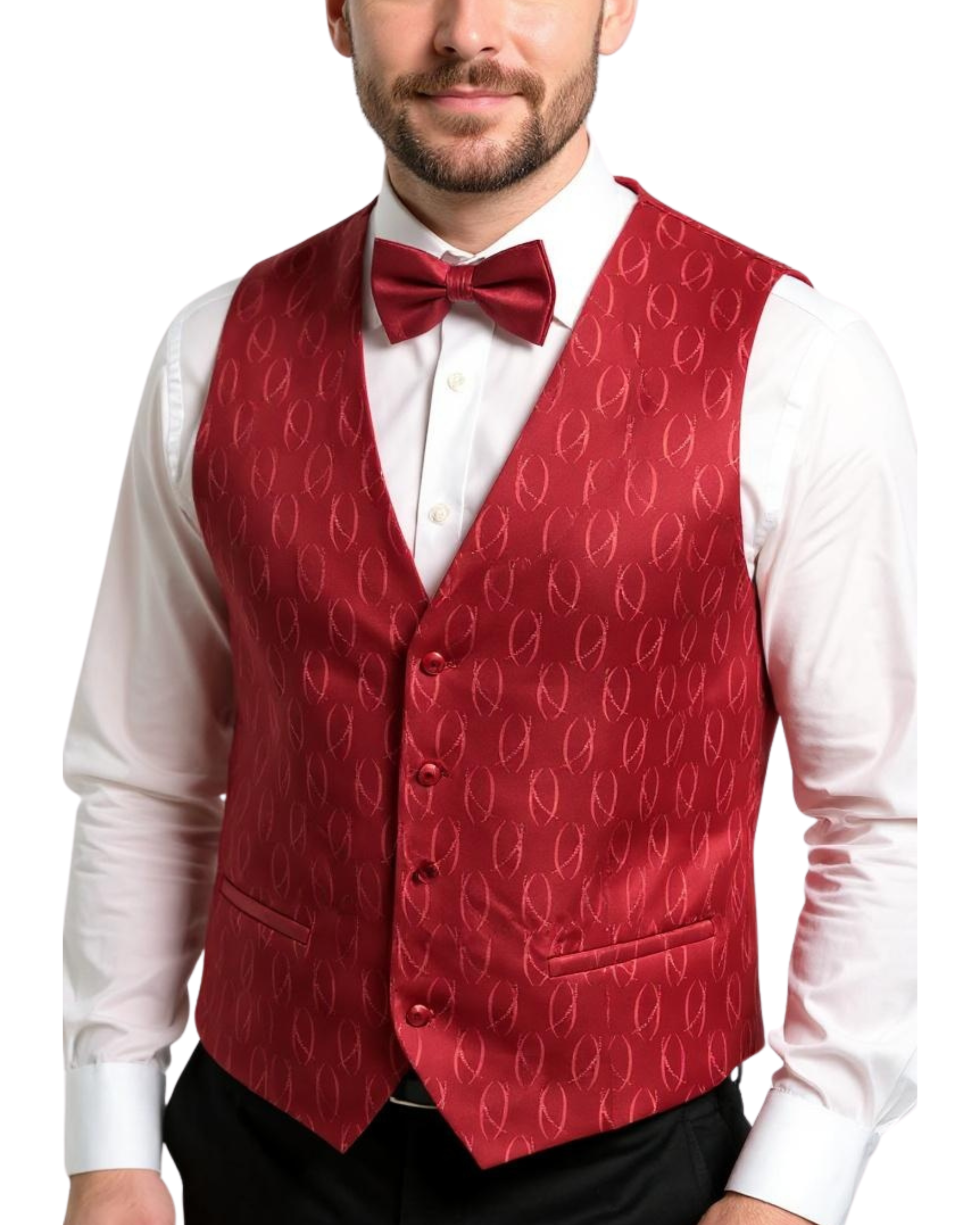 Ferrecci Mens PV100 - Red with Red Back Vest Set - Image 5