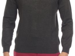 Sam Jacobi Men's Pullover Charcoal Knitted Sweater Crewneck Stylish Knitwear Long Sleeve Casual Slim Fit