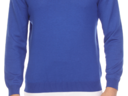 Sam Jacobi Men's Pullover Indigo Knitted Sweater Crewneck Stylish Knitwear Long Sleeve Casual Slim Fit