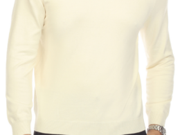 Sam Jacobi Men's Pullover Off-White Knitted Sweater Crewneck Stylish Knitwear Long Sleeve Casual Slim Fit