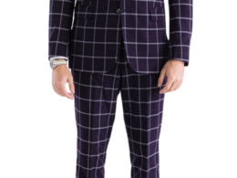 Copper Burgundy Mens 2 Button Slim Notch Lapel Suit With Pick Stiching "U" Shaped Vest Double Breasted