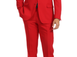 Paul Lorenzo Mens Red Slim Fit 2 Piece Suit
