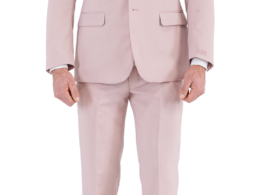Paul Lorenzo Mens Pale Mauve Slim Fit 2 Piece Suit