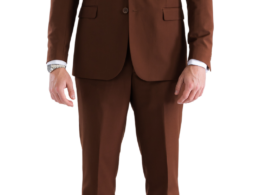 OSLO-D.CHOCOLATE Slim Fit Notch Lapel 2 Piece Suit