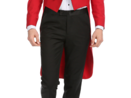 Ferrecci Men's Regular Fit Peak Lapel Red Tailcoat Tuxedo Set