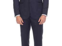 Debonair Navy Slim Fit Peak Lapel 2 Piece Tuxedo Suit Set