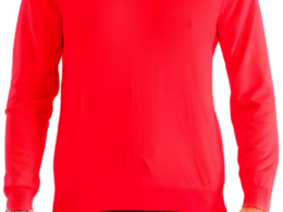 Sam Jacobi Mens Pullover Red Knitted Sweater V-neck Stylish Knitwear Long Sleeve Casual Slim Fit