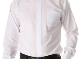 White Clergy Deacon Bishop Priest Mandarin Collar Dress Shirt