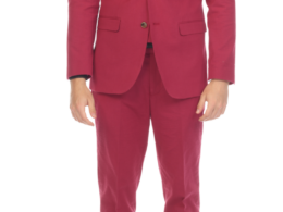Men's Slim Fit Two Button Burgundy Seersucker Suit
