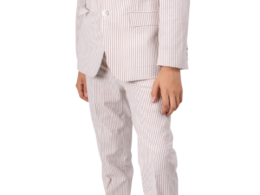 Ferrecci Boys Seersucker 2pc Suit Set Tan