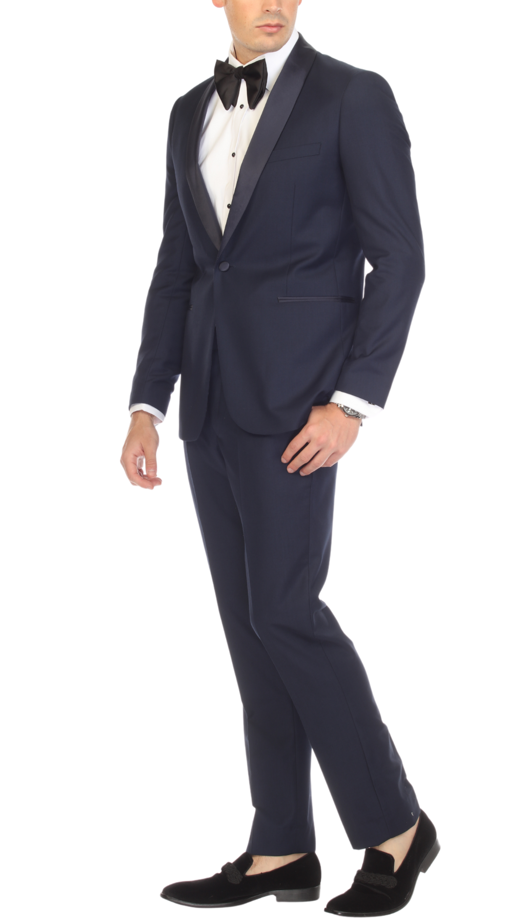 Ferrecci Men's Reno Navy / Navy Slim Fit Shawl Lapel 2 Piece Tuxedo Suit Set - Image 4