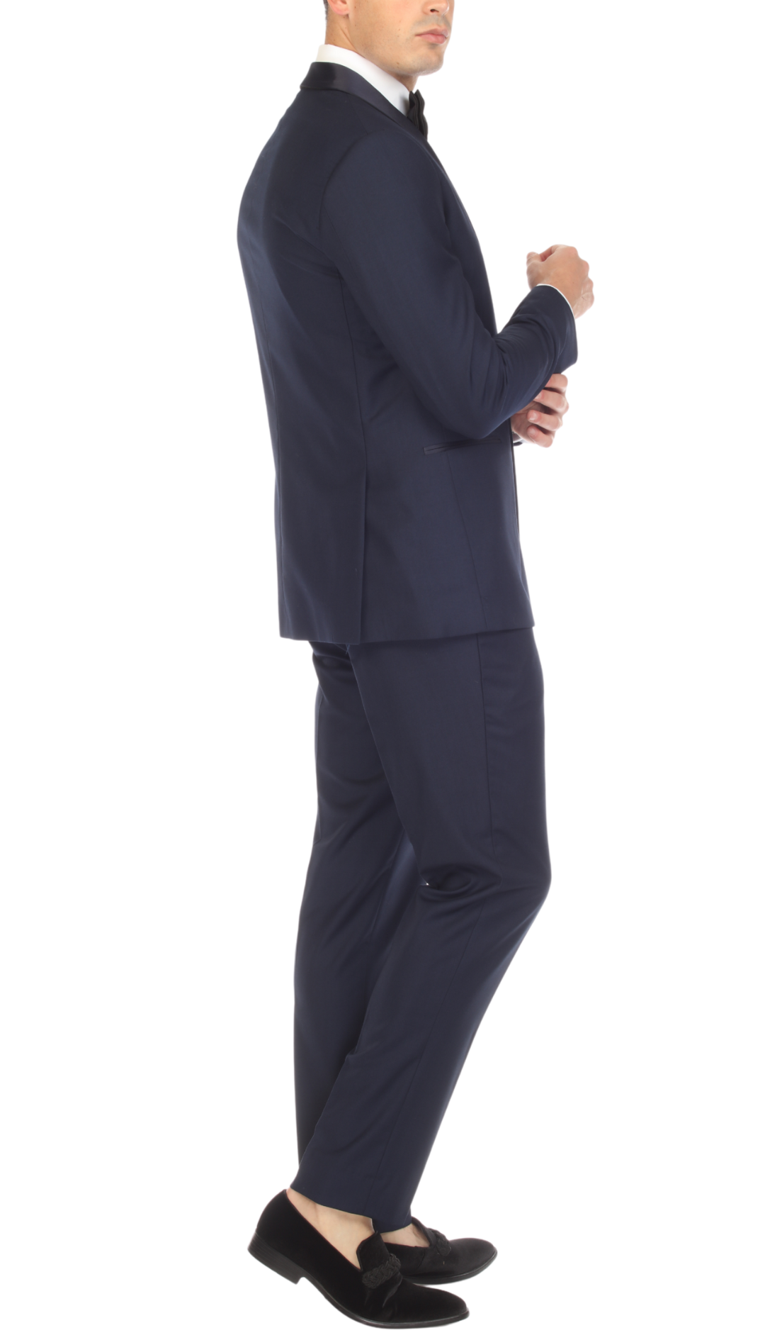 Ferrecci Men's Reno Navy / Navy Slim Fit Shawl Lapel 2 Piece Tuxedo Suit Set - Image 2