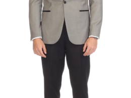 Ferrecci Men's Reno Grey and Black Slim Fit Shawl Lapel 2 Piece Tuxedo Suit Set