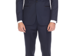 Ferrecci Men's Reno Navy / Black Slim Fit Shawl Lapel 2 Piece Tuxedo Suit Set