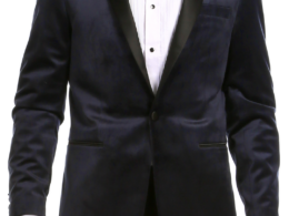 Enzo Navy Velvet Slim Fit Shawl Lapel Tuxedo Men's Blazer