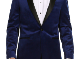 Enzo Indigo Velvet Slim Fit Shawl Lapel Tuxedo Men's Blazer