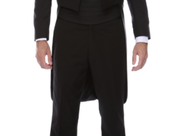 Ferrecci Men’s Regular Fit Peak Lapel Black Tailcoat Tuxedo Set