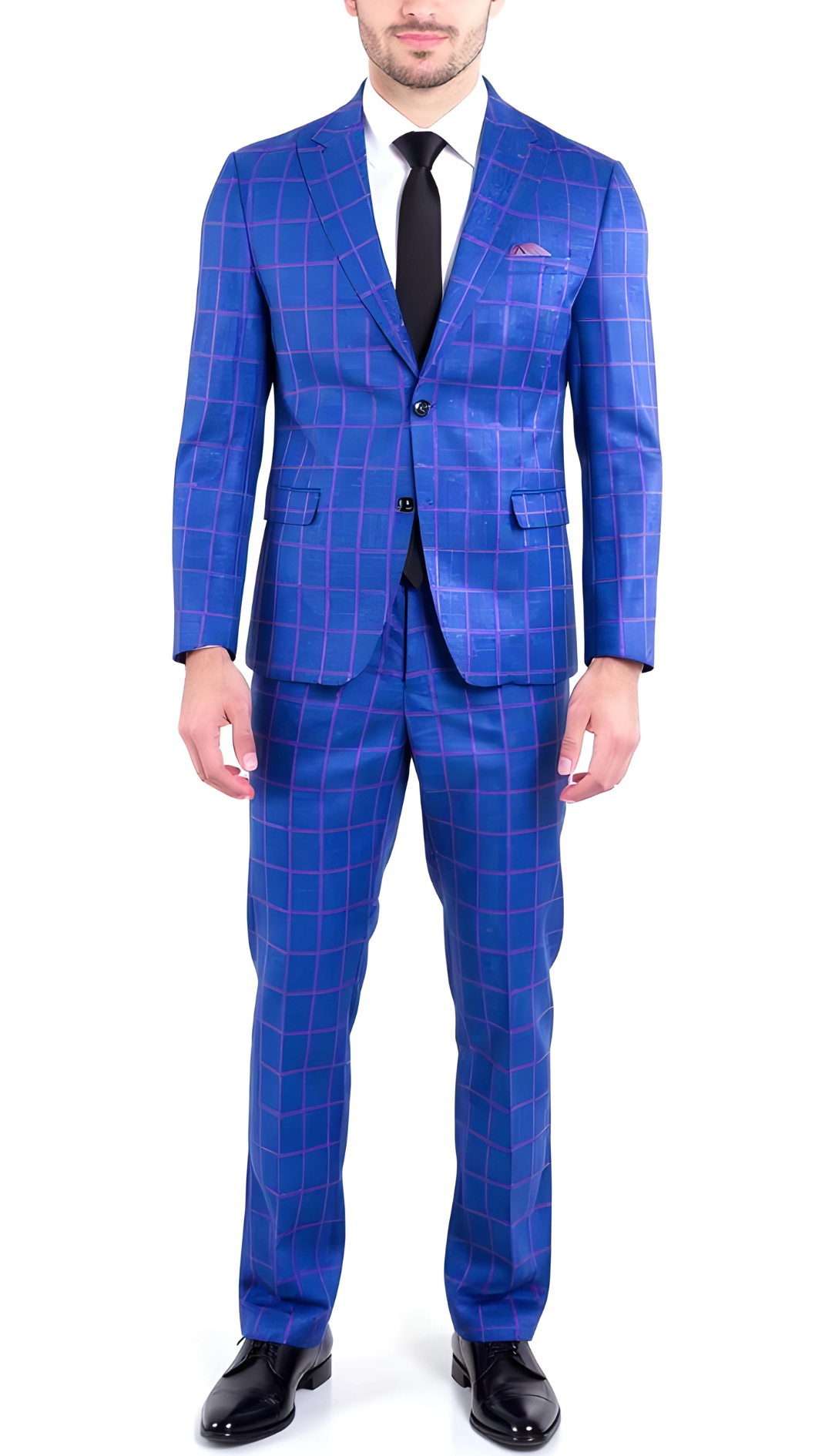 The Kingston Mens Blue Checker Slim Fit 3 Piece Suit - Image 23