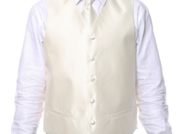 Ferrecci Mens PV450 - Beige with White Back Adjustable Textured Vest Set