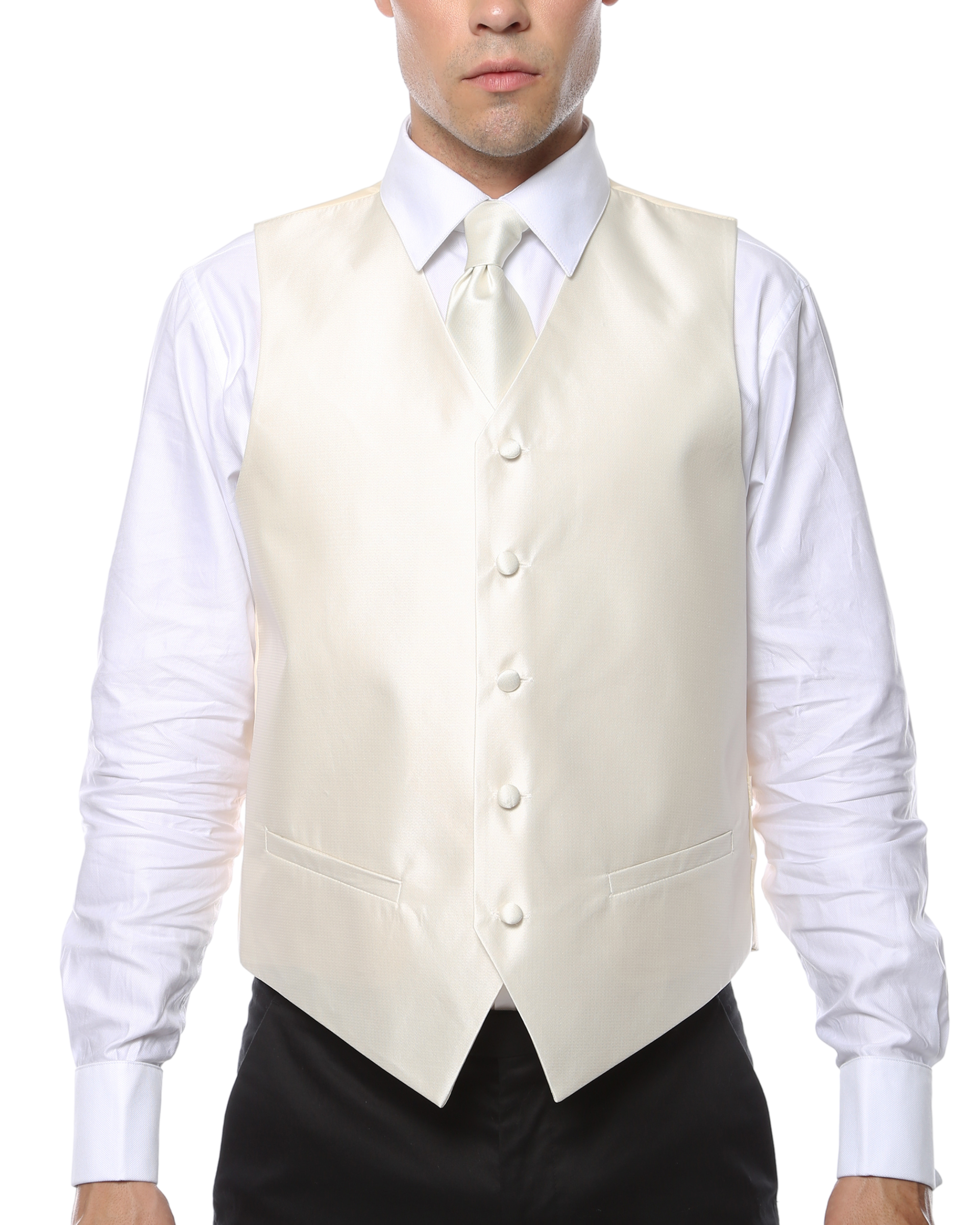 Ferrecci Mens PV450 - Beige with White Back Adjustable Textured Vest Set - Image 4