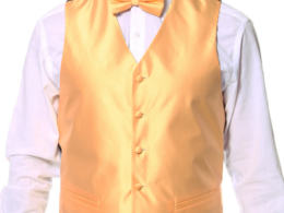 Ferrecci Mens PV450 - Gold with White Back Adjustable Textured Vest Set