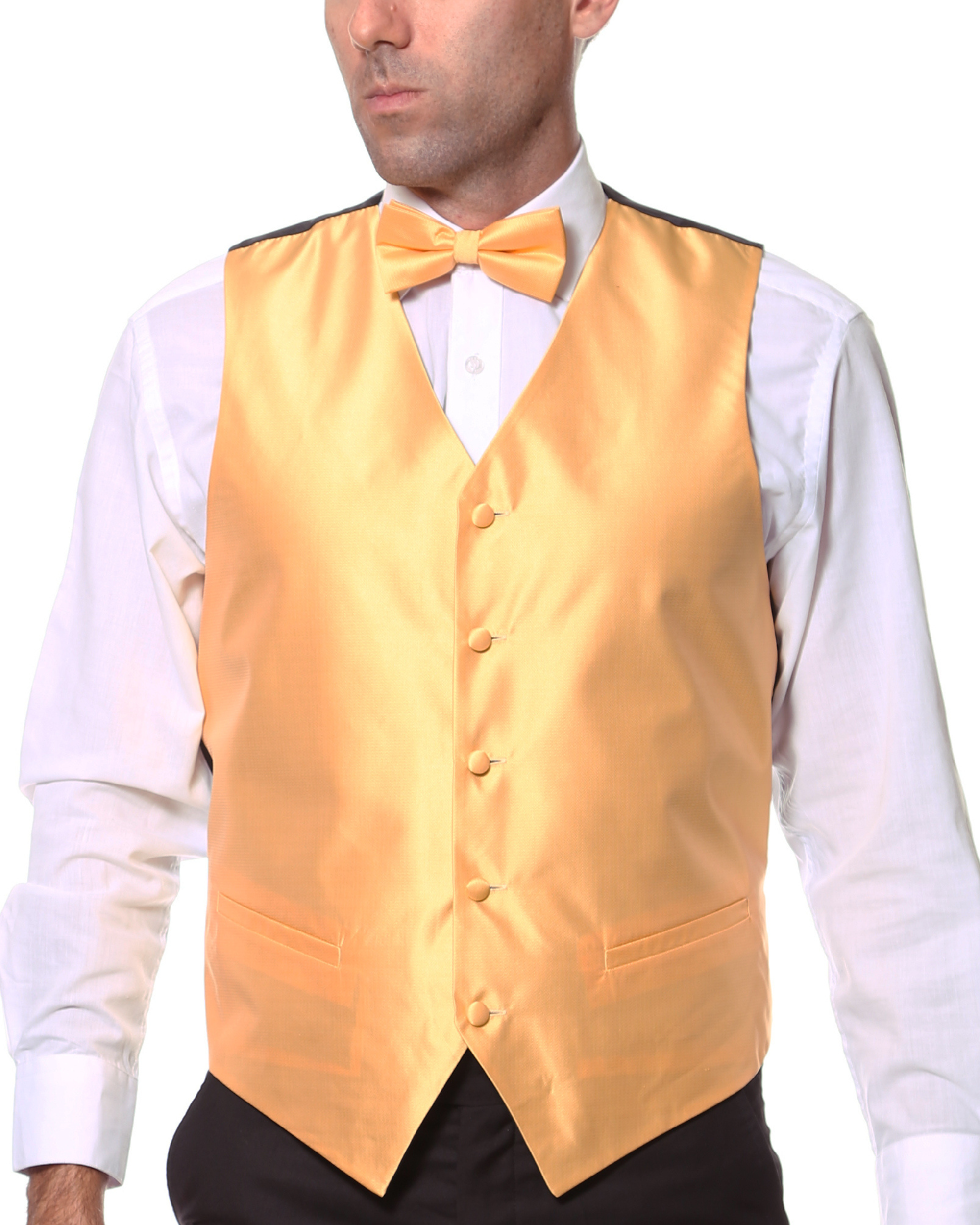 Ferrecci Mens PV450 - Gold with White Back Adjustable Textured Vest Set - Image 4