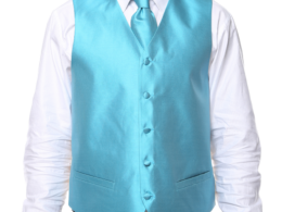 Ferrecci Mens PV450 - Turquoise with Black Back Adjustable Textured Vest Set