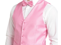 Ferrecci Mens PV450 - Pink with Black Back Adjustable Textured Vest Set