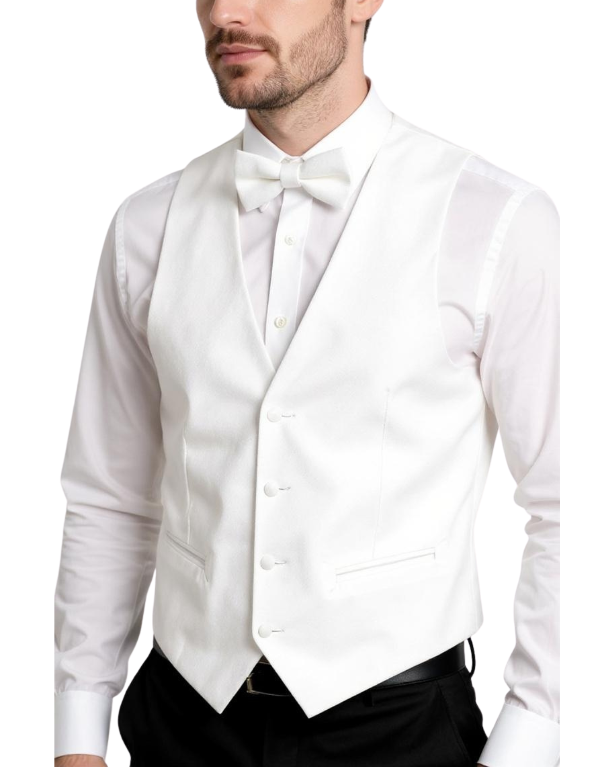 Ferrecci Mens PV450 - White with White Back Adjustable Textured Vest Set - Image 12