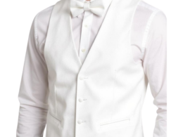 Ferrecci Mens PV450 - White with White Back Adjustable Textured Vest Set