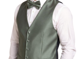 Ferrecci Mens PV450 - Sage with Black Back Adjustable Textured Vest Set