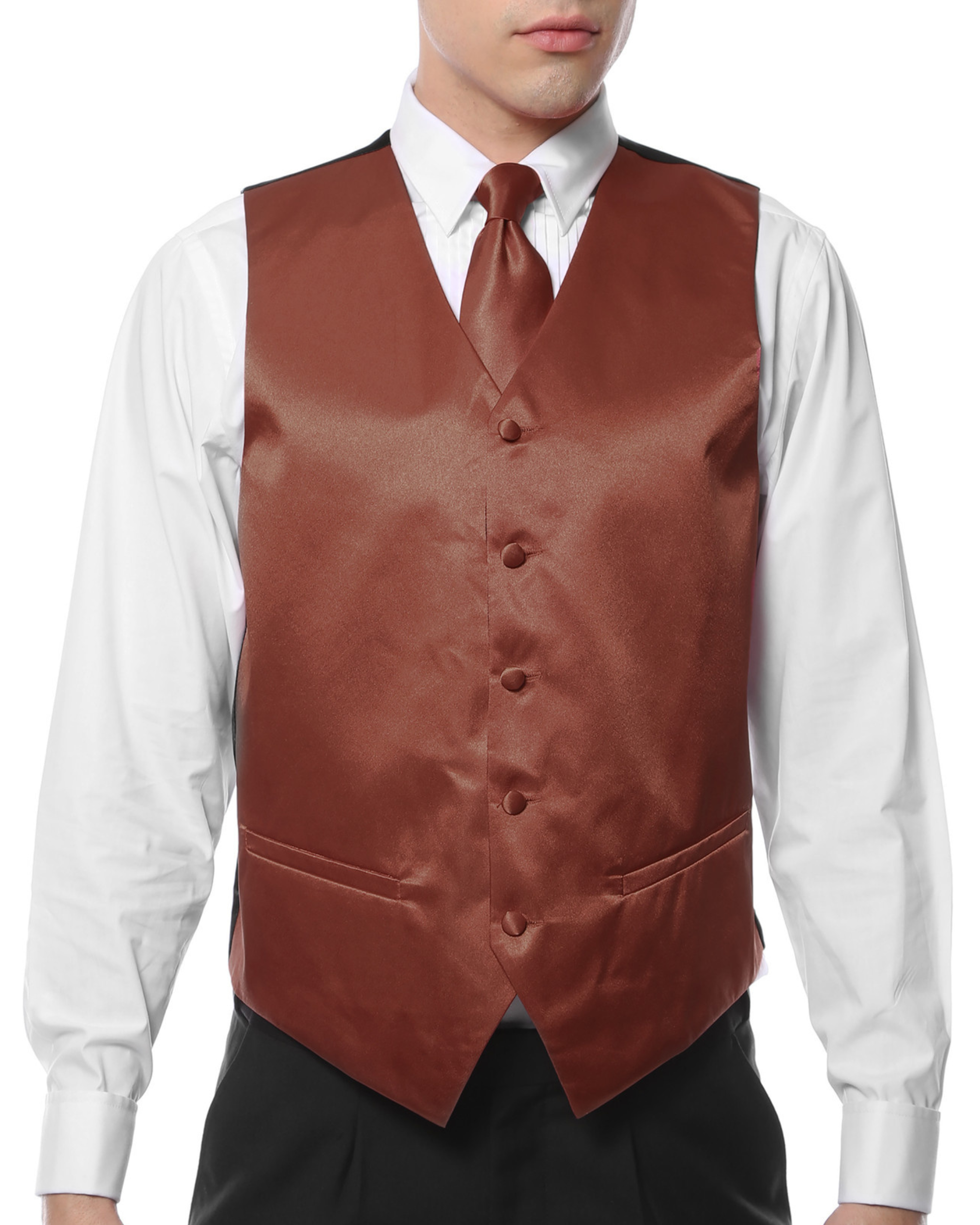 Ferrecci Mens PV600 - Brown with Black Back Adjustable Vest Set