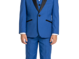 Ultimate Elegance: Boys Royal Blue Shawl Collar Tuxedo for Dapper Occasions
