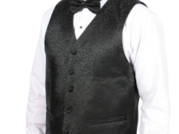 Ferrecci Mens PV50-4 Black with Black Back Vest Set