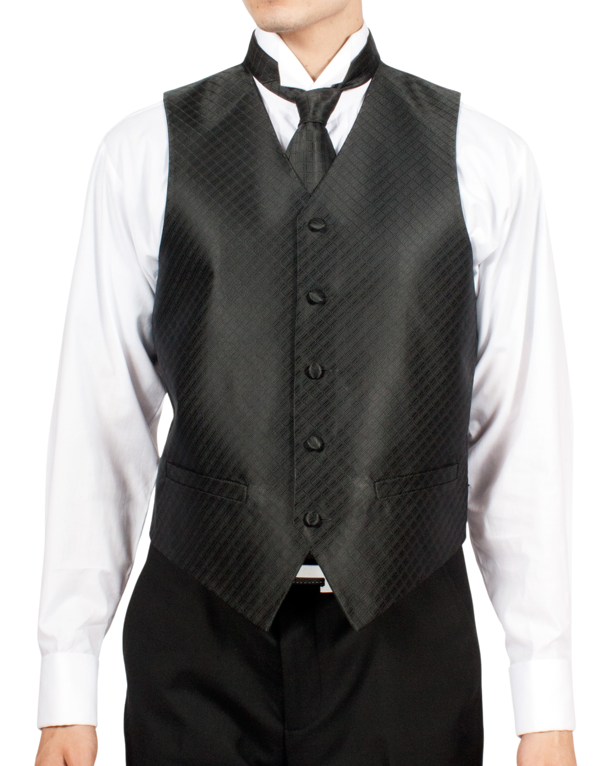Ferrecci Mens PV300 - Black with Black Back Adjustable Diamond Vest Set - Image 13