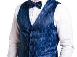 Ferrecci Mens PV100 - Black/Blue with Black Back Vest Set