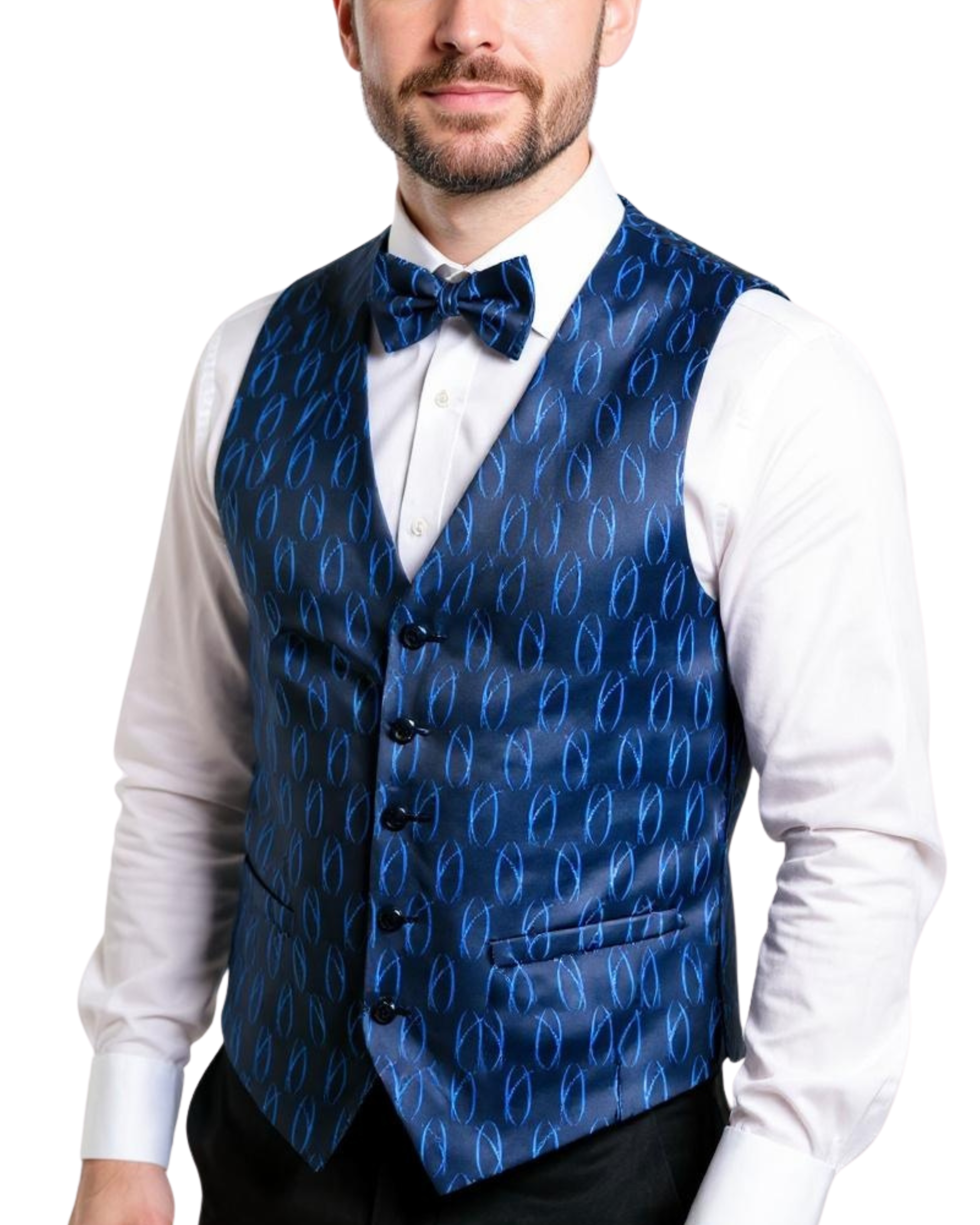 Ferrecci Mens PV100 - Black/Blue with Black Back Vest Set - Image 7