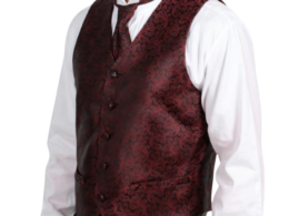 Ferrecci Mens PV50-2 Burgundy with Black Back Vest Set