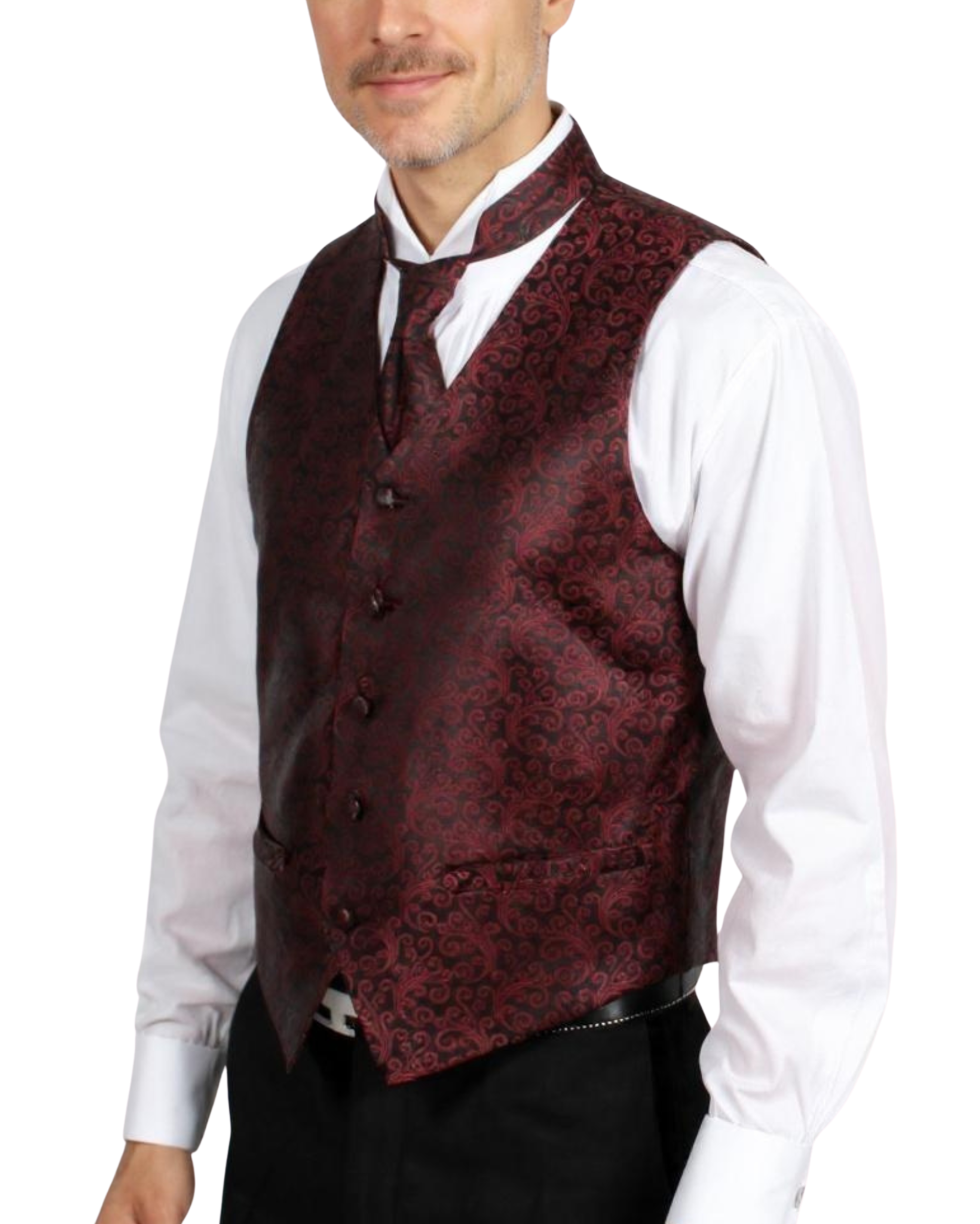 Ferrecci Mens PV50-2 Burgundy with Black Back Vest Set