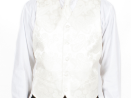 Ferrecci Mens PV350 - Off White Paisley with White Back Adjustable Vest Set