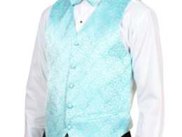 Ferrecci Mens PV50-5 Turquoise with Cream Back Vest Set