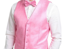Ferrecci Mens PV50-11 Pink with White Back Vest Set