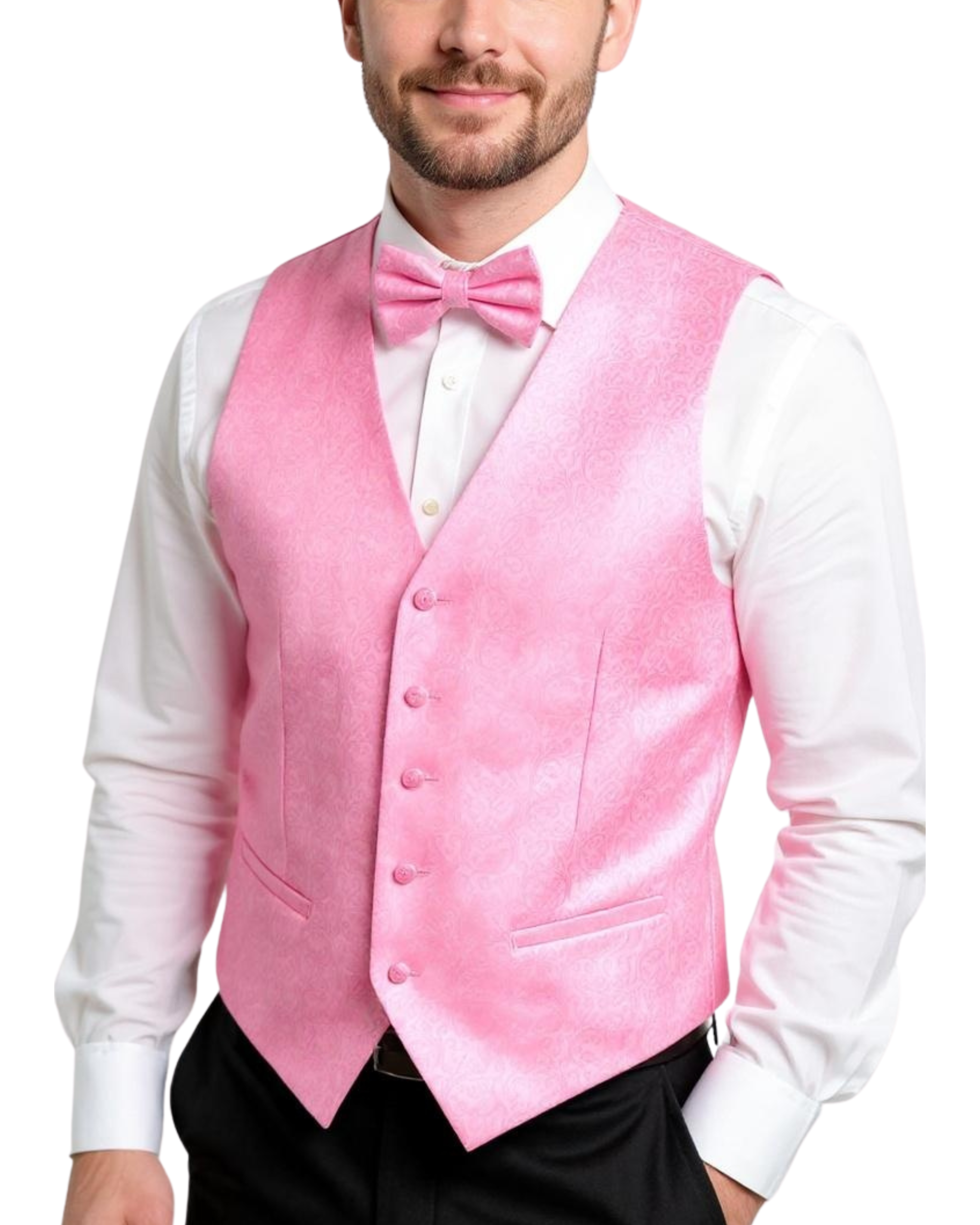 Ferrecci Mens PV50-11 Pink with White Back Vest Set