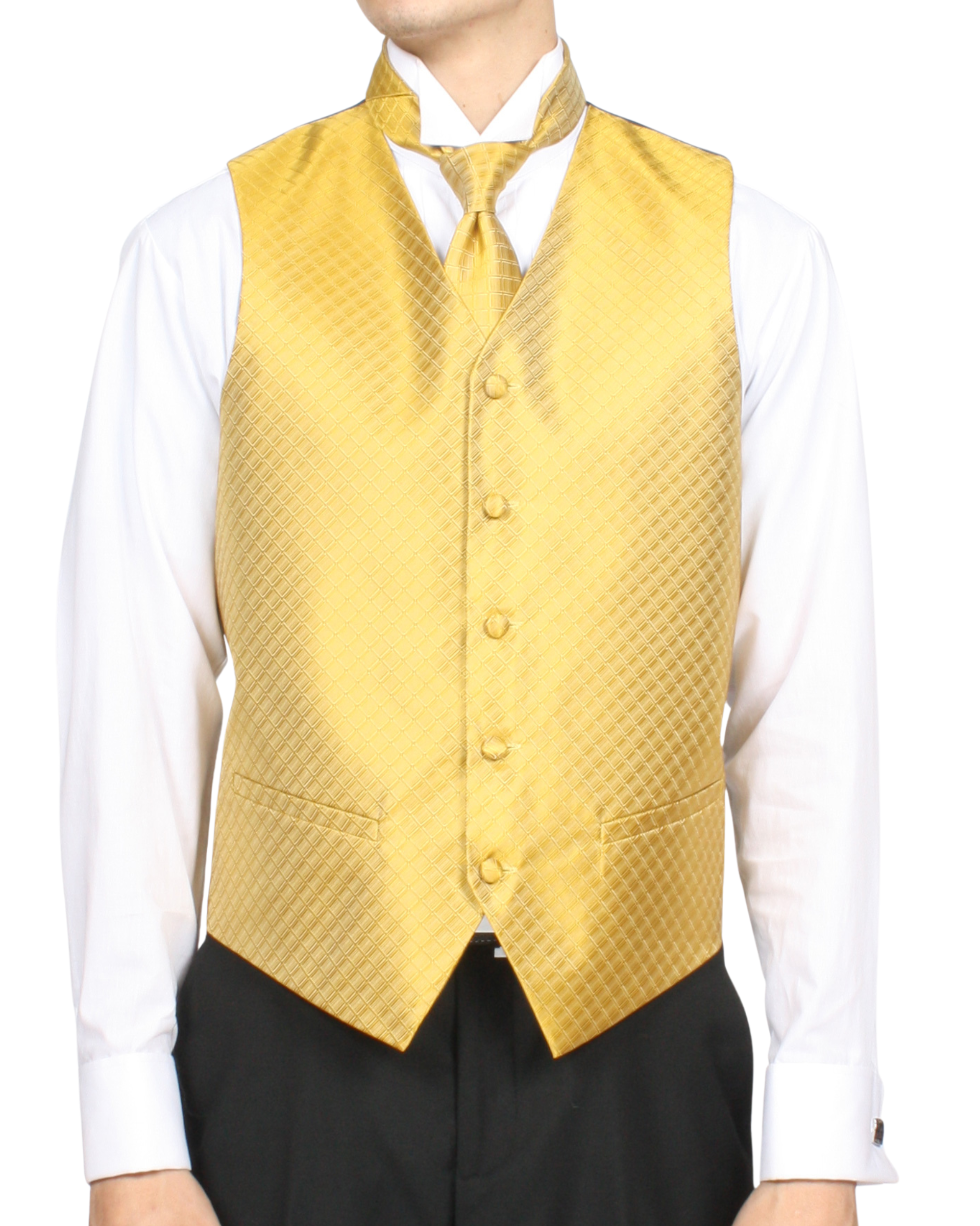 Ferrecci Mens PV300 - Gold with Black Back Adjustable Diamond Vest Set - Image 6
