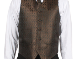 Ferrecci Mens PV150 - Brown with Black Back Adjustable Vest Set