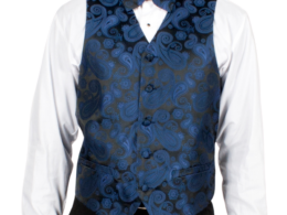 Ferrecci Mens PV350 - Navy/Black Paisley with Black Back Adjustable Vest Set